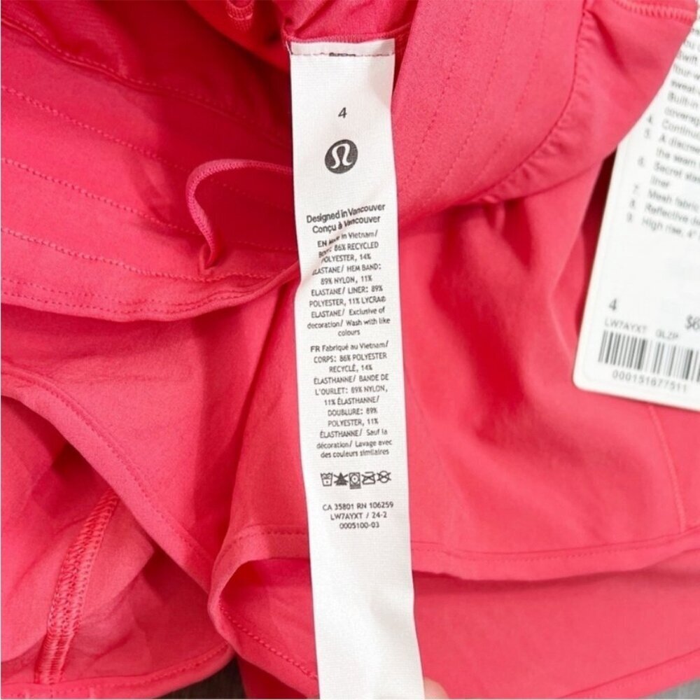 Lululemon NWT Hotty Hot Short *High-Rise Long 4" Glaze Pink - Picture 9 of 9